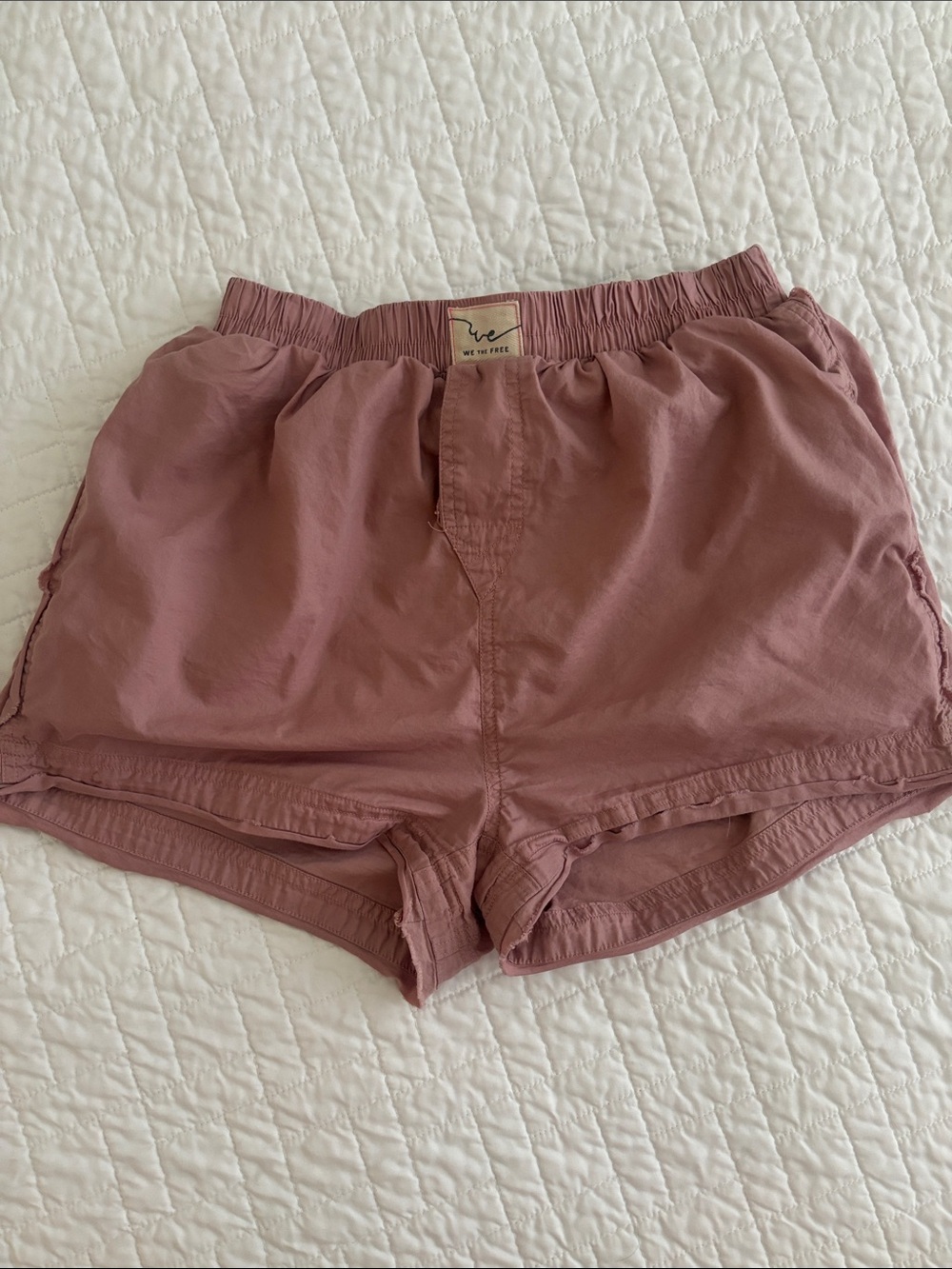 Free People Rose-Mauve Elastic Waist Athletic Shorts